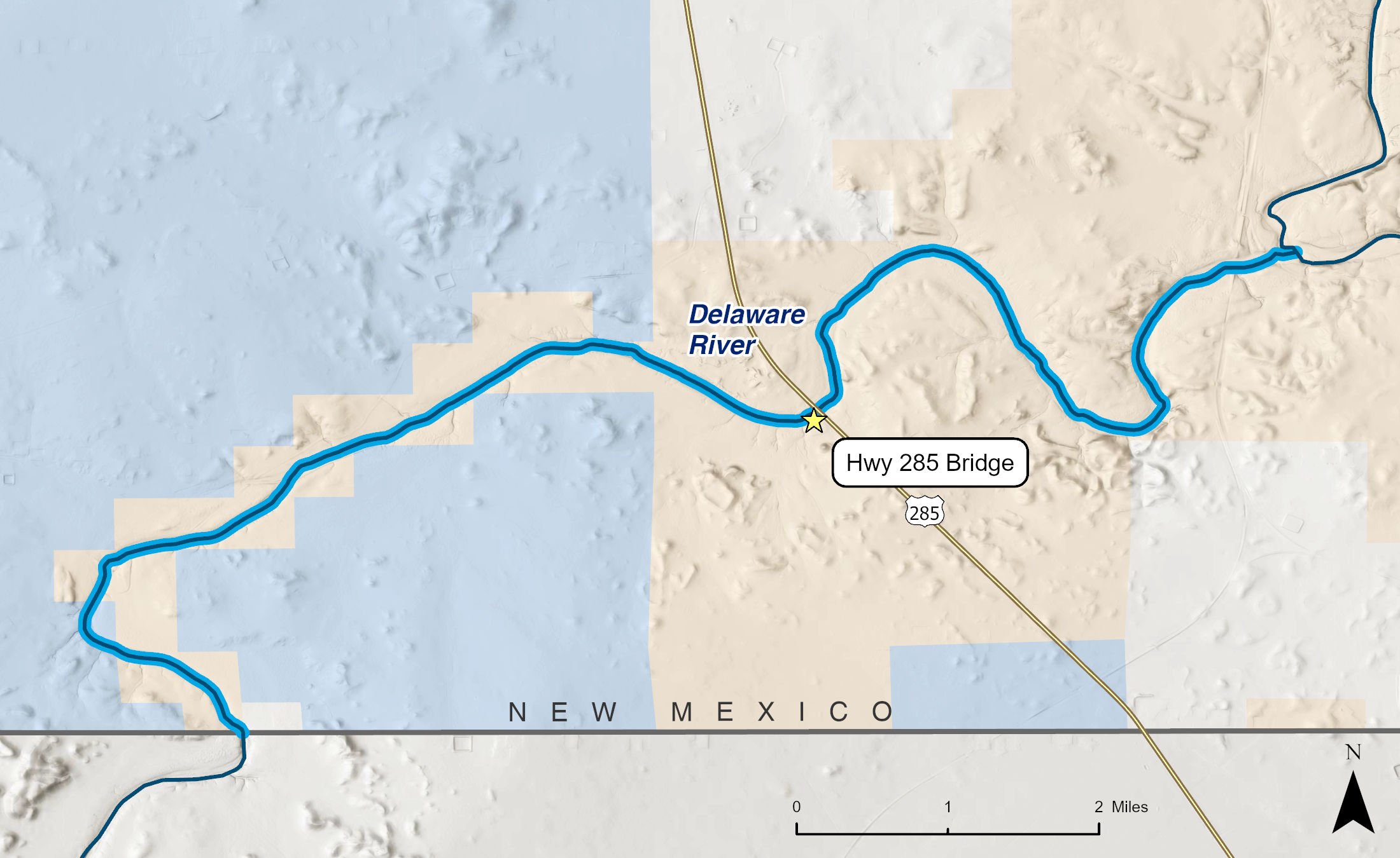 Map of Delaware River in New Mexico