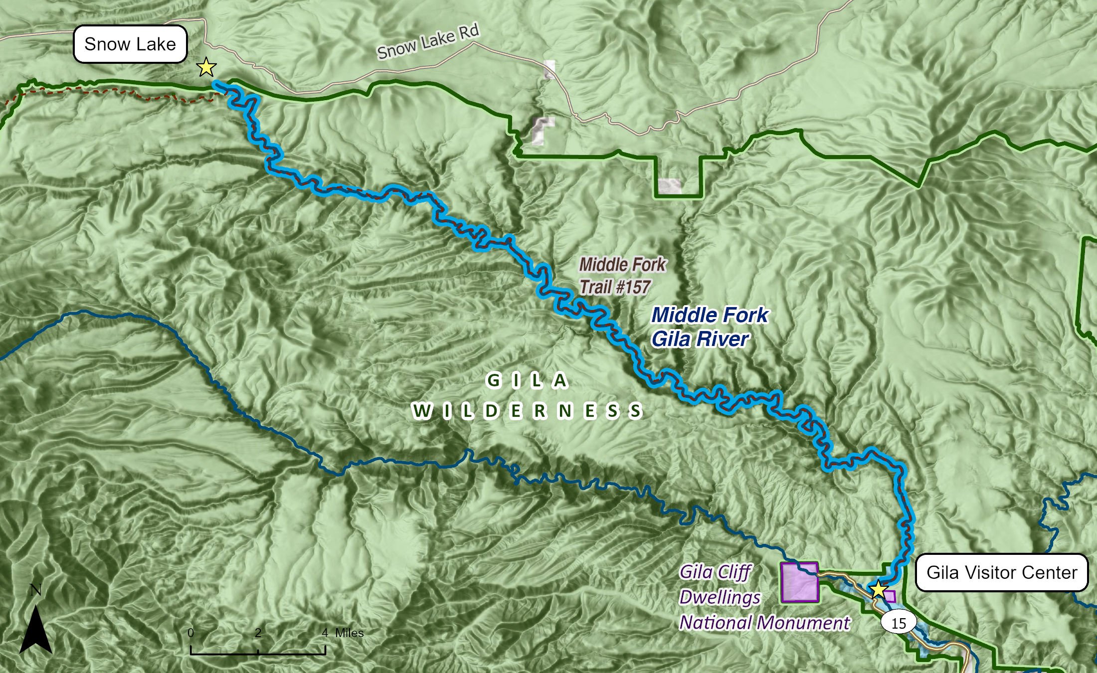 Map of Middle Fork Gila River