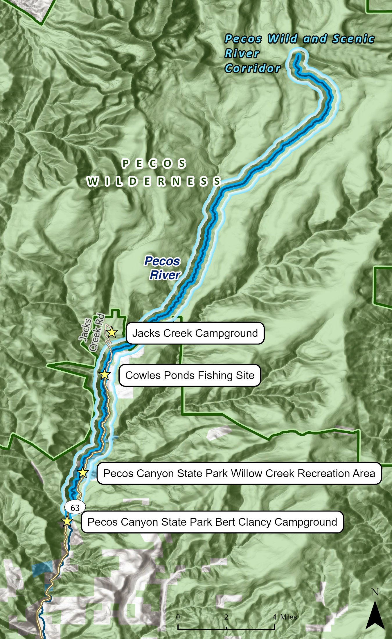 Map of Pecos River Wild and Scenic segment