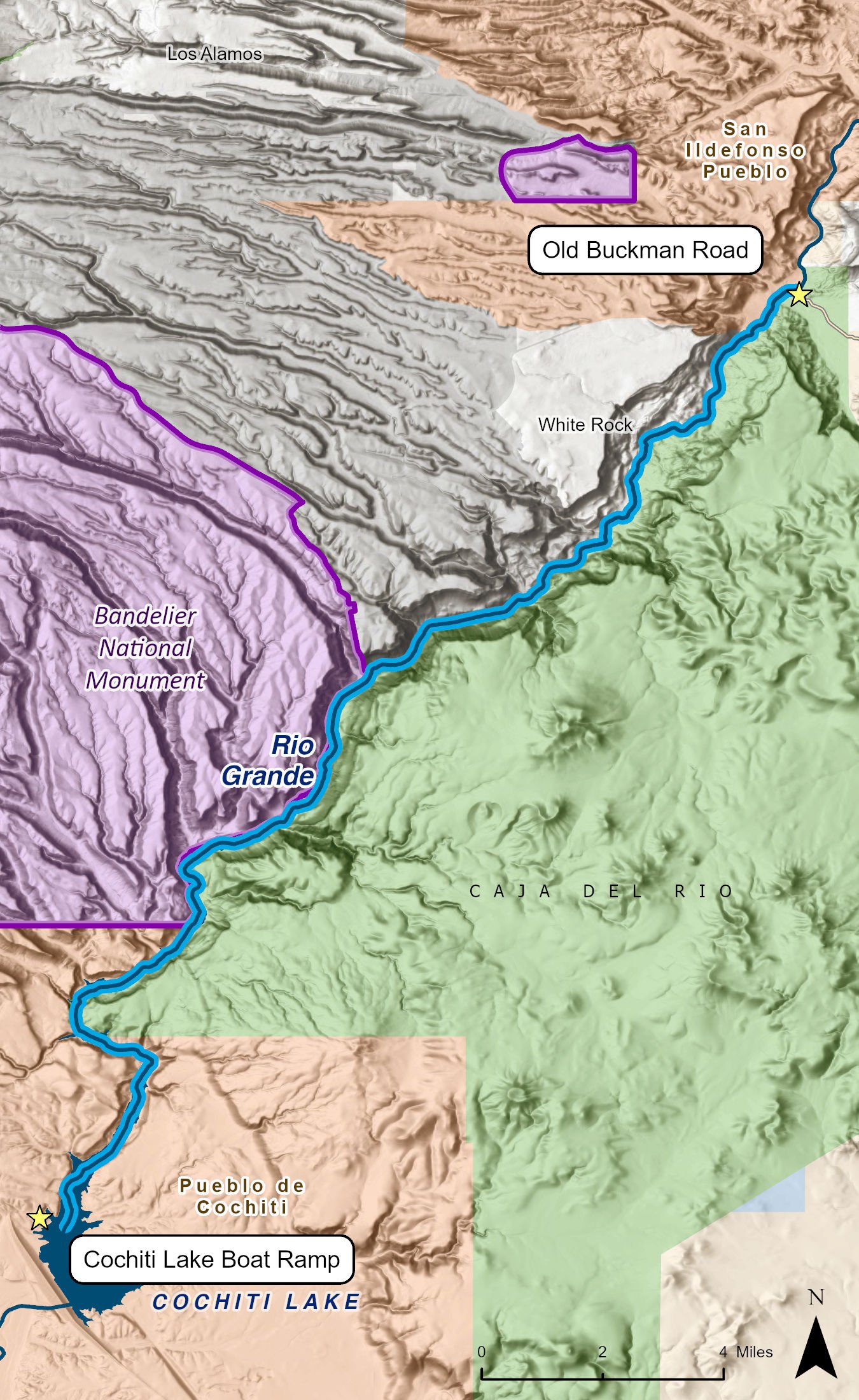 Map of Rio Grande White Rock Canyon section