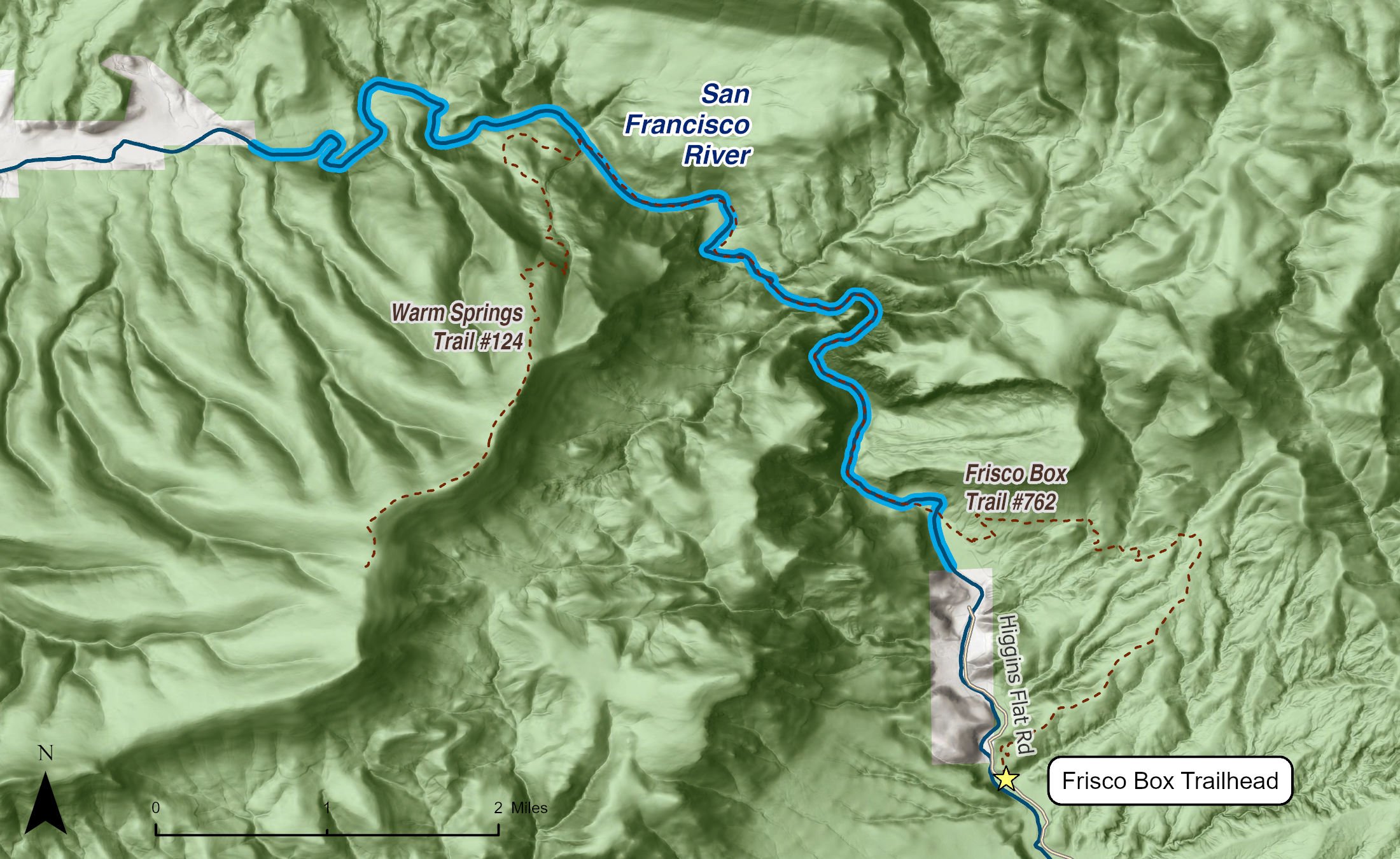 Map of San Francisco River Upper Frisco Box