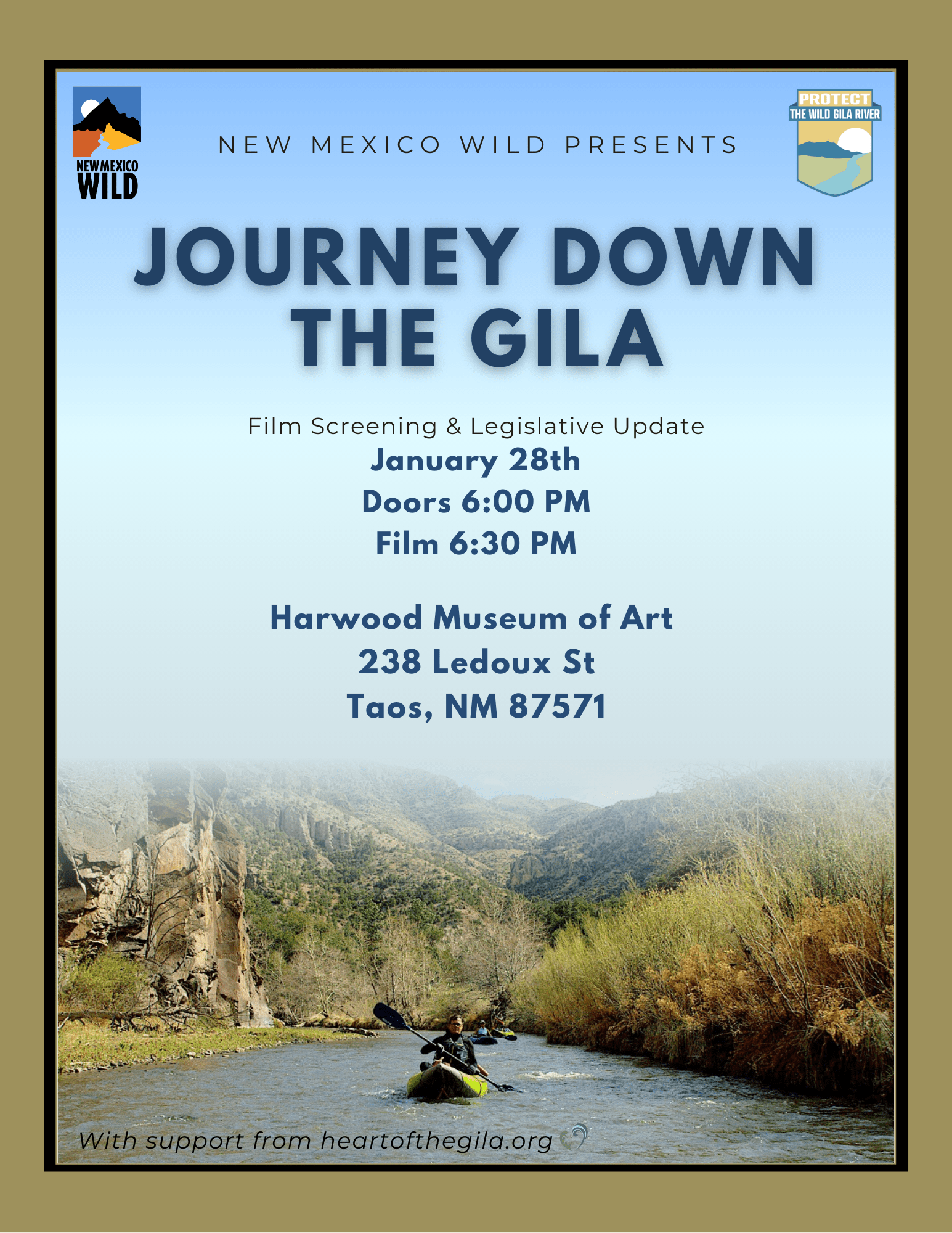 Journey Down the Gila Film Screening- Taos