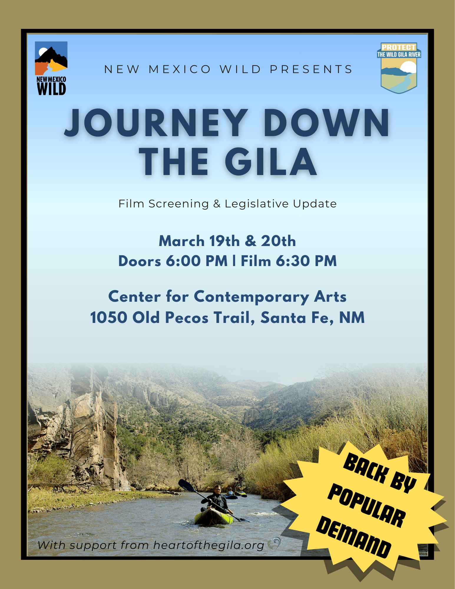 Journey Down the Gila Film Screening- Santa Fe